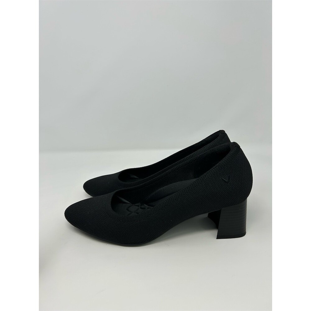 VIVAIA Womens Pumps Black Knit Pointed Toe Chunky Block Heel Slip-On Size 39 - Picture 6 of 13